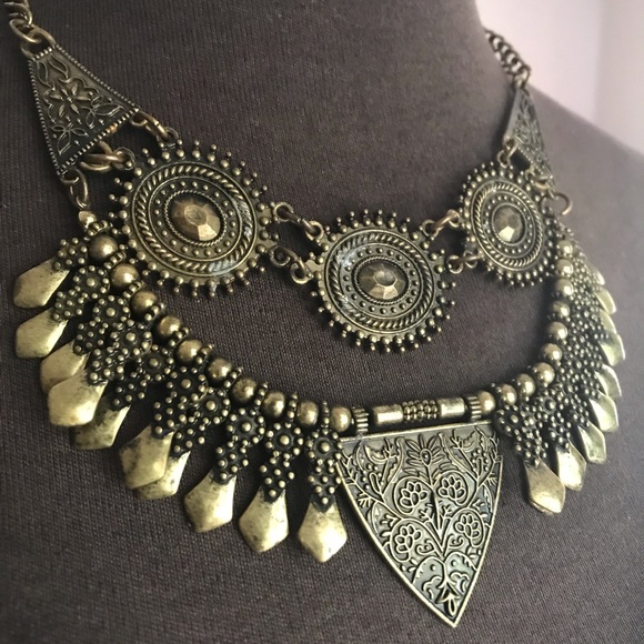 Brass Tone Aztec Necklace - Picture 2 of 5